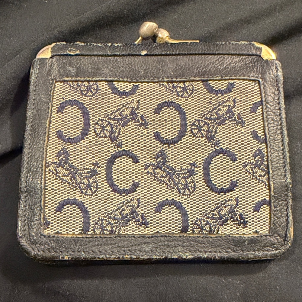 Vintage Celine Black and Tan Coin Purse
